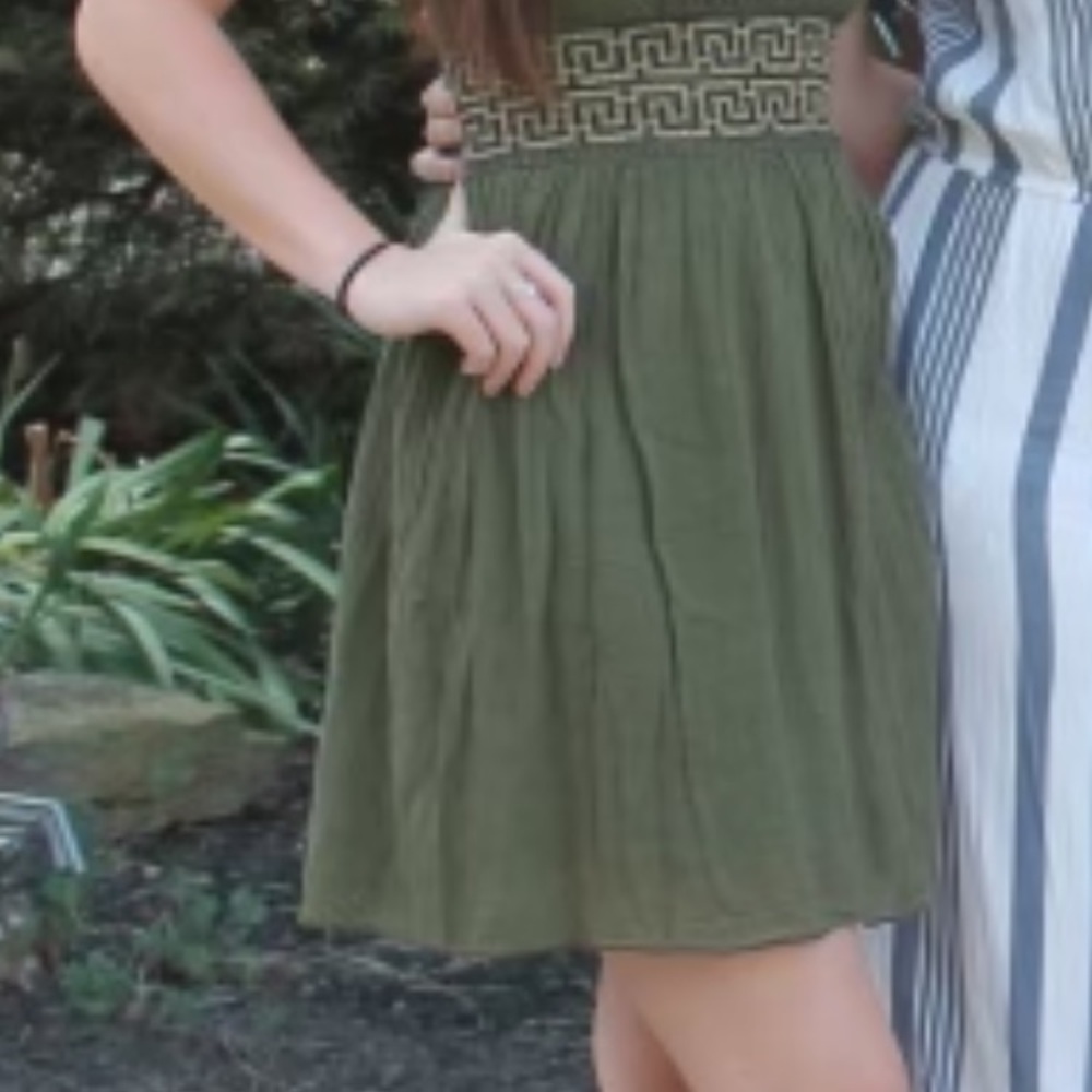 Green and gold halter dress - purchased in greece - small